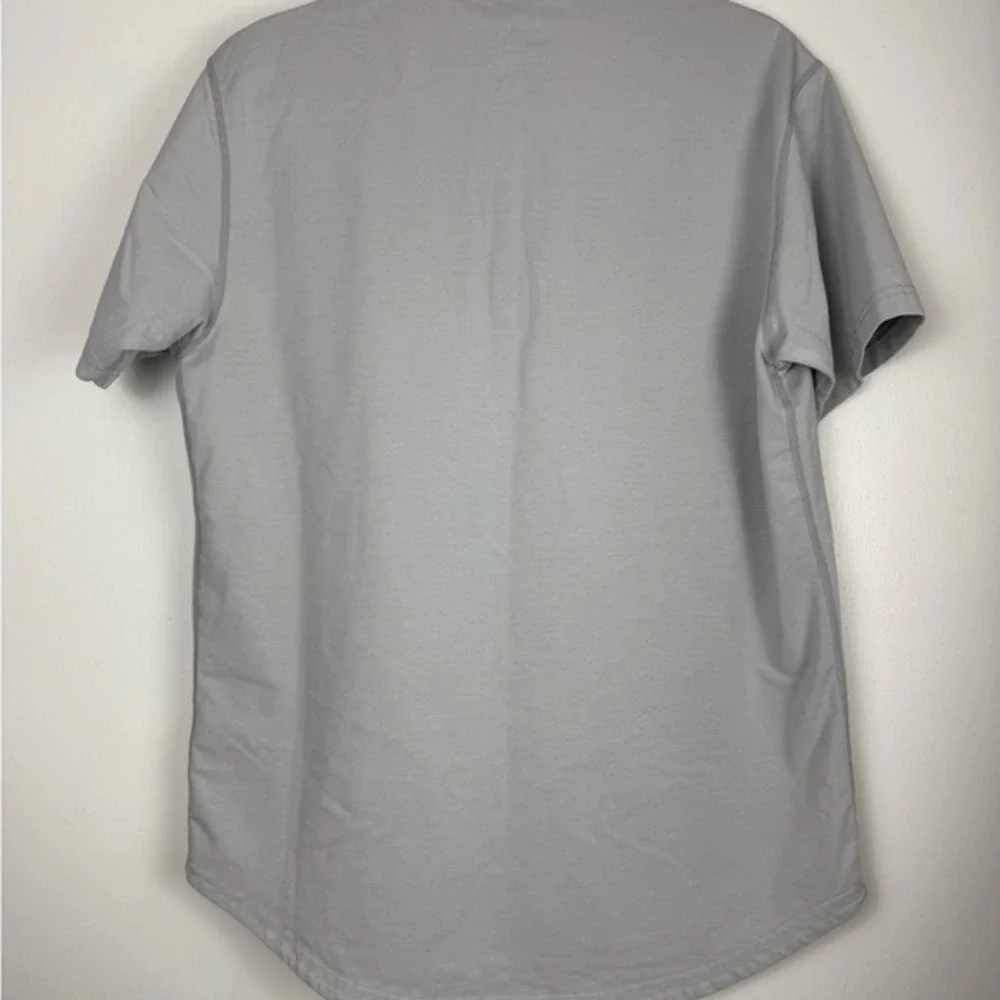 BYLT Premium Basics Drop Cut‎ Henley Lux Grey Short Sleeve Shirt Mens Large